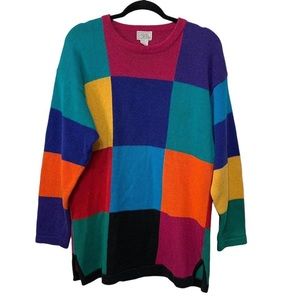 Vintage Casual Corner Color-Block Sweater